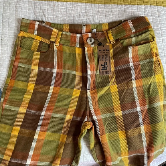 The Hippie Shake Vintage Inspired Get It On Checked Plaid Flare Pants RARE NWT - Picture 9 of 9